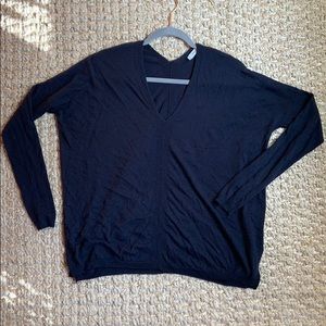 Vince Navy Blue V-Neck Sweater | Merino Wool